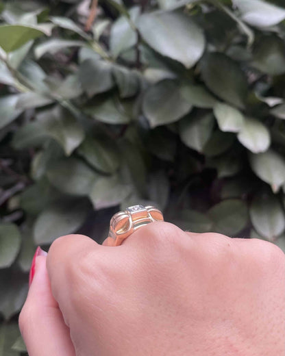 Bague Tank Diamant &amp; Or 18 carats 8.63 g &quot;Emile&quot; - Elliade Paris