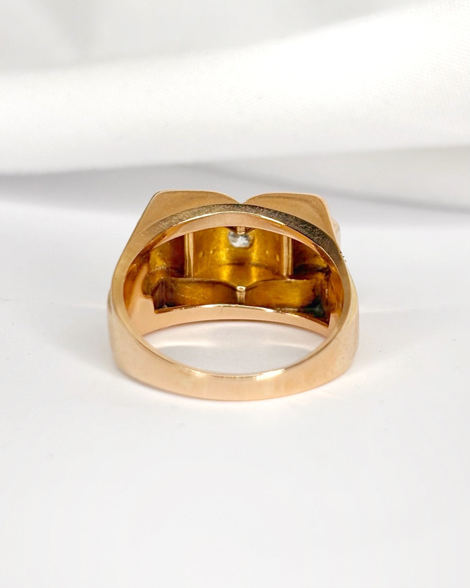 Bague Tank Diamants 0.20 carat, Platine &amp; Or Jaune 18 carats 6g "Claudine" - Elliade Paris