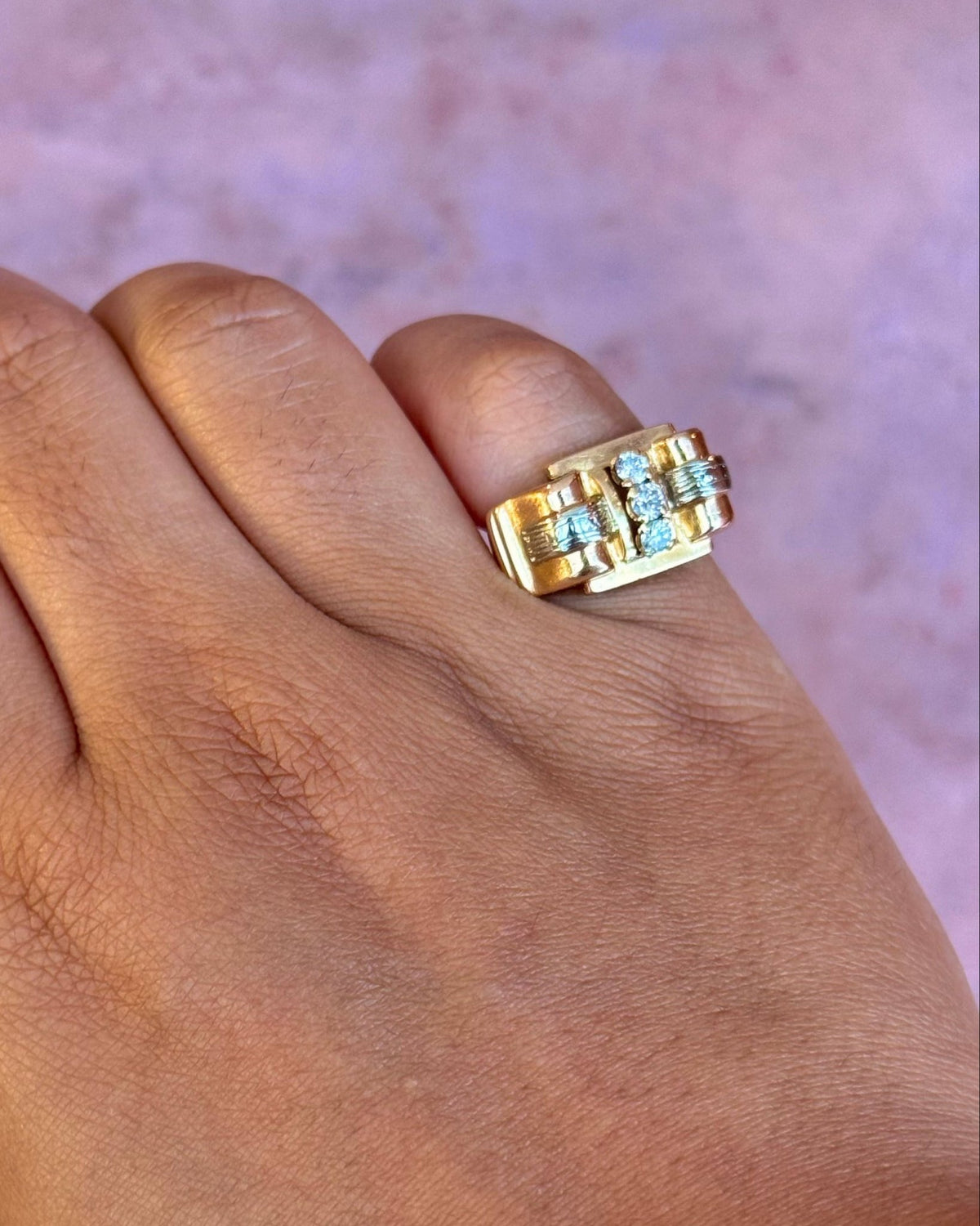 Bague Tank Diamants 0.28 carat "Angelina" 4.29g - Elliade Paris