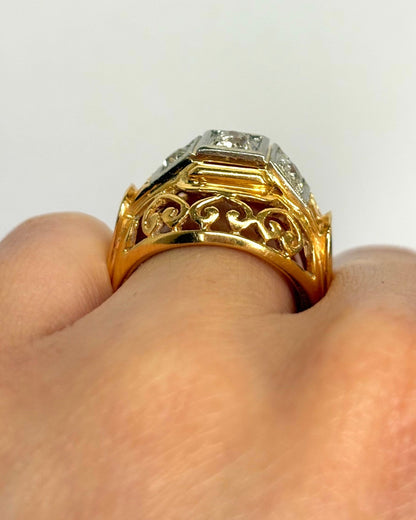 Bague Tank Diamants 0.35 carat &amp; Or 18 carats 7,58g "Lana" - Elliade Paris