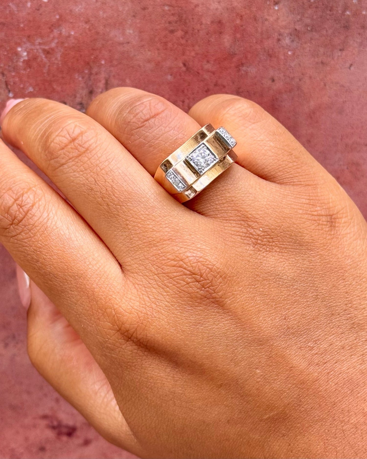 Bague Tank Diamants 0.57 carat &amp; Or 18 carats 8.86g "Cassie" - Elliade Paris