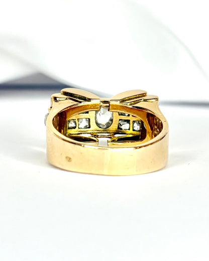 Bague Tank Diamants 0.60 carat &amp; Or 13,52g "Bérénice" - Elliade Paris
