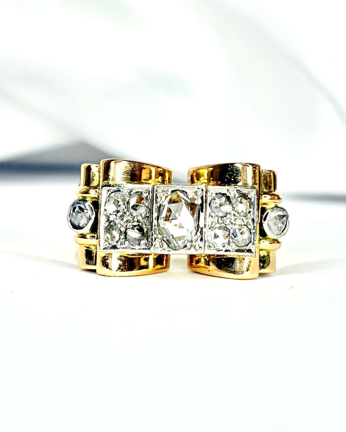 Bague Tank Diamants 0.60 carat &amp; Or 13,52g "Bérénice" - Elliade Paris