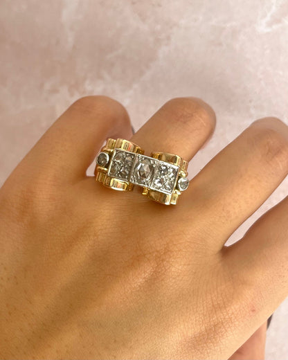 Bague Tank Diamants 0.60 carat &amp; Or 13,52g "Bérénice" - Elliade Paris