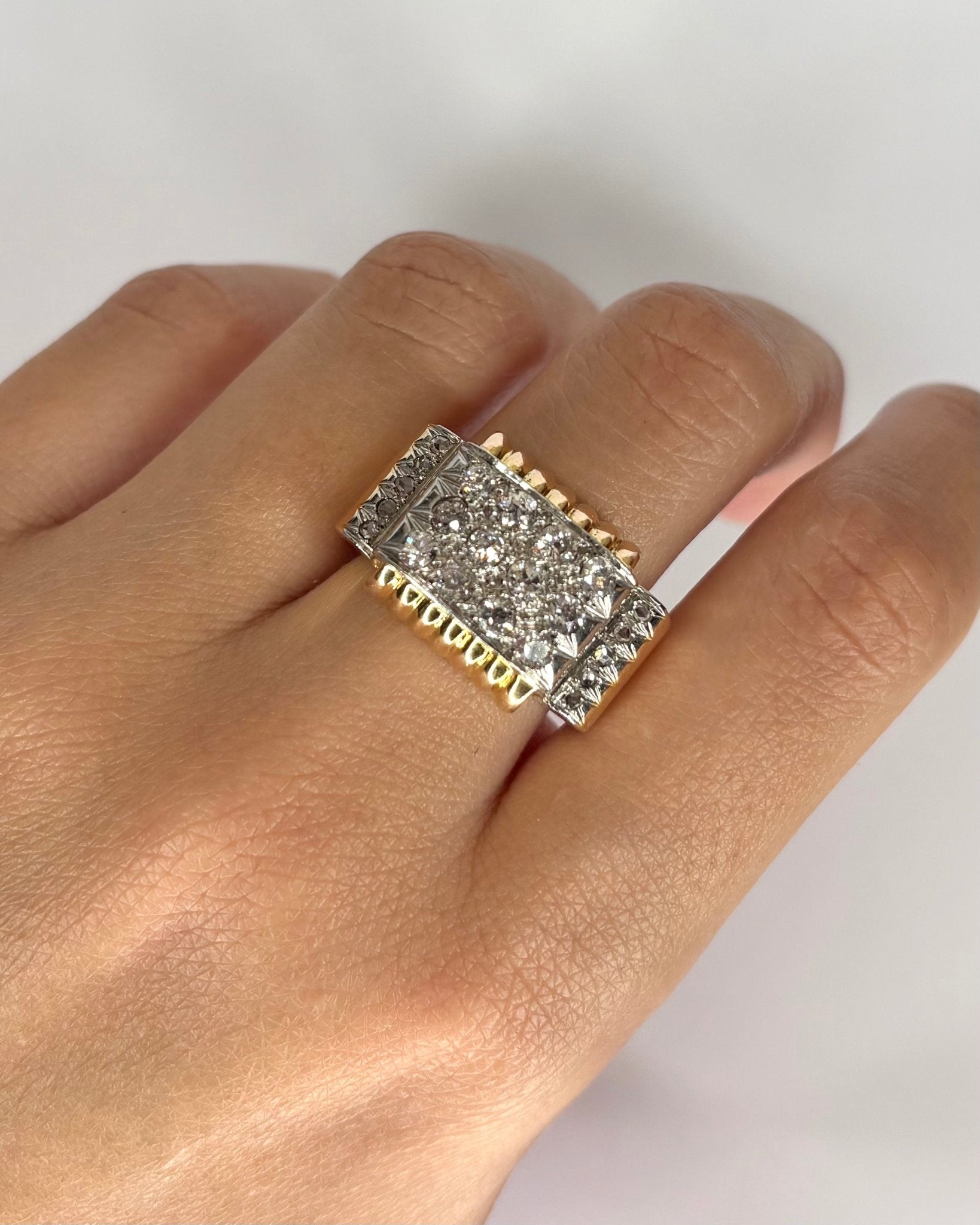 Bague Tank Diamants 0.89 ct &amp; Or 12,03g "Julia" - Elliade Paris