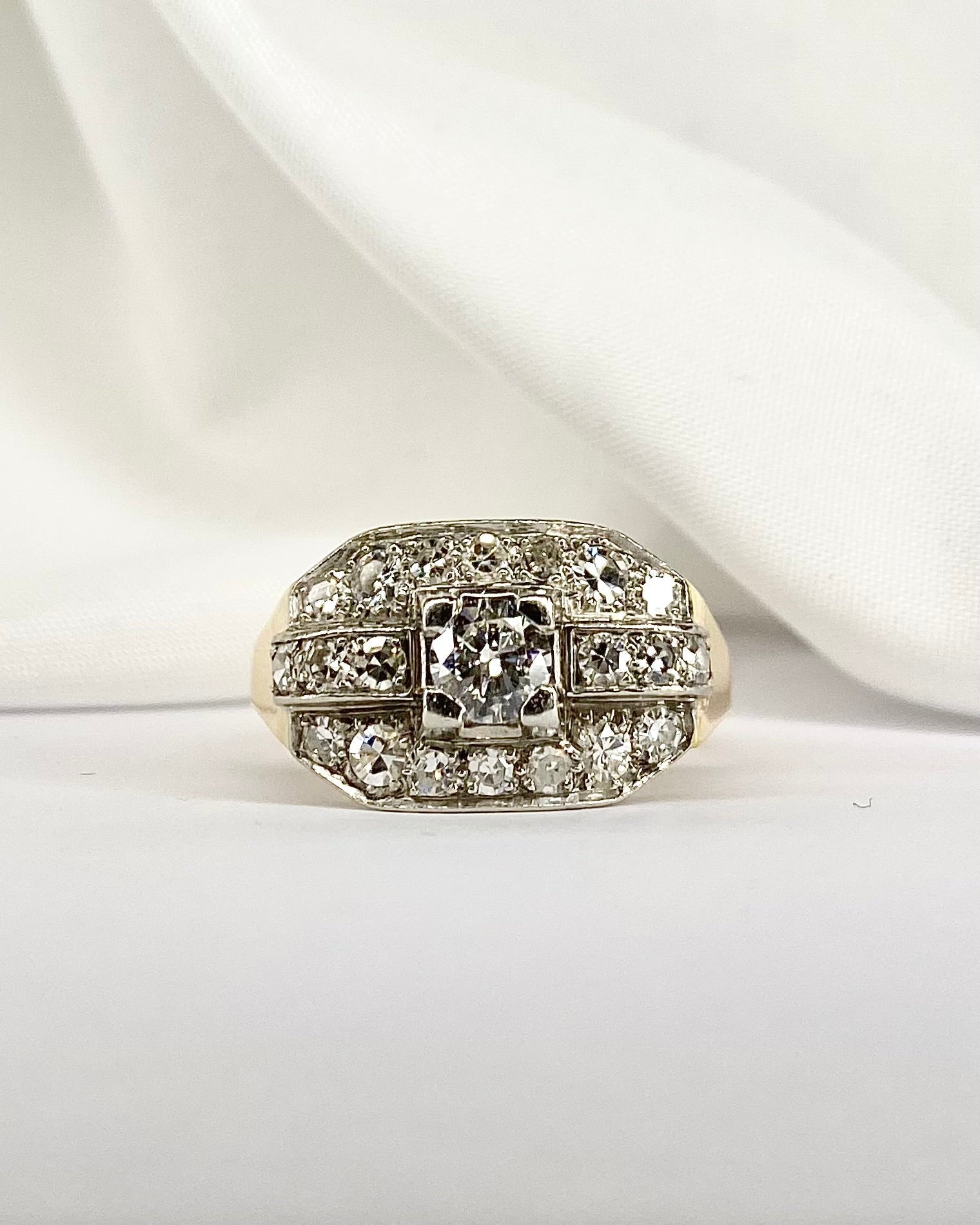 Bague Tank Diamants 1.12 carat &amp; Or 6,6g "Daria" - Elliade Paris