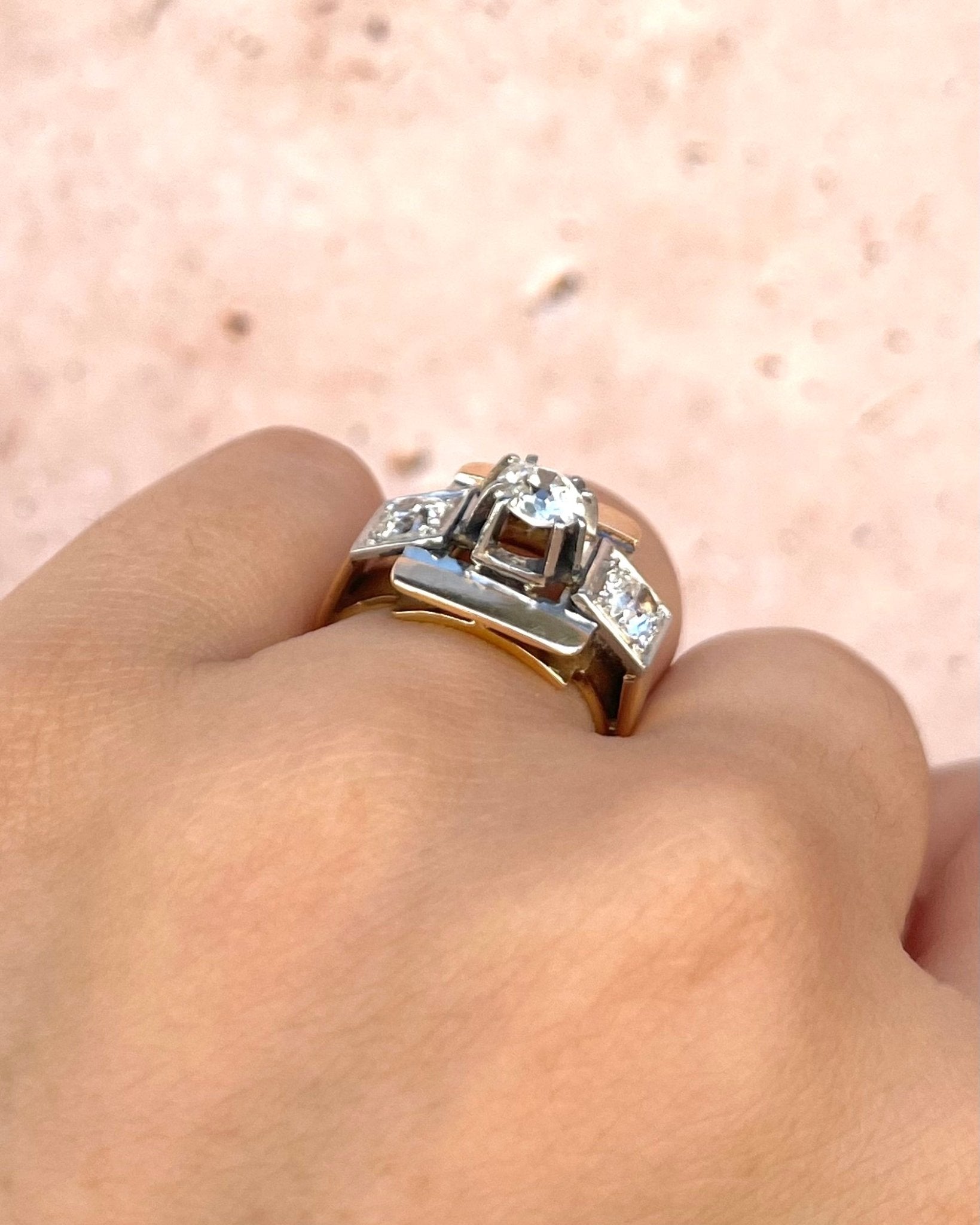 Bague Tank Diamants 1.20 carat &amp; or 7,37g "Amandine" - Elliade Paris