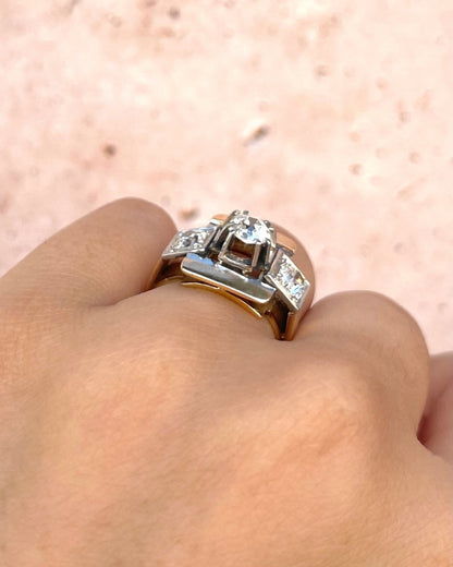 Bague Tank Diamants 1.20 carat &amp; or 7,37g "Amandine" - Elliade Paris