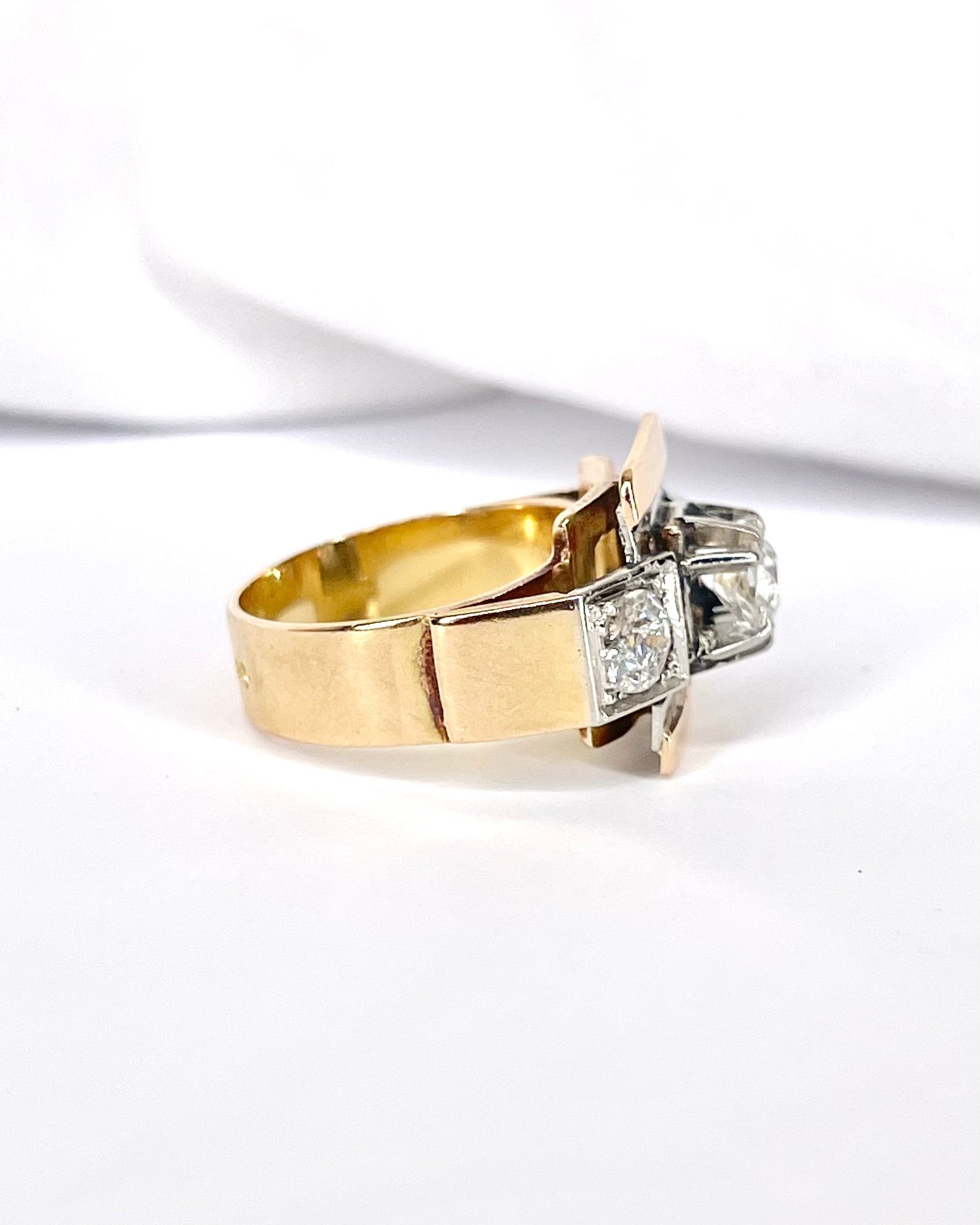 Bague Tank Diamants 1.20 carat &amp; or 7,37g "Amandine" - Elliade Paris
