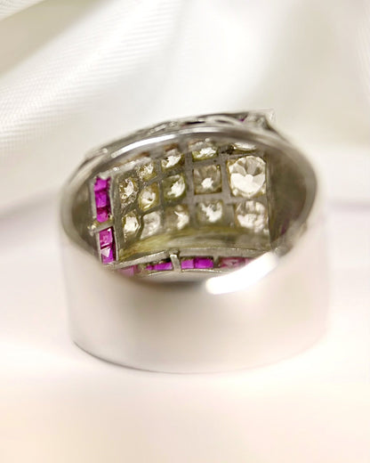 Bague Tank Diamants 1.20 carat, Or &amp; Platine 10,12 g "Samantha" - Elliade Paris