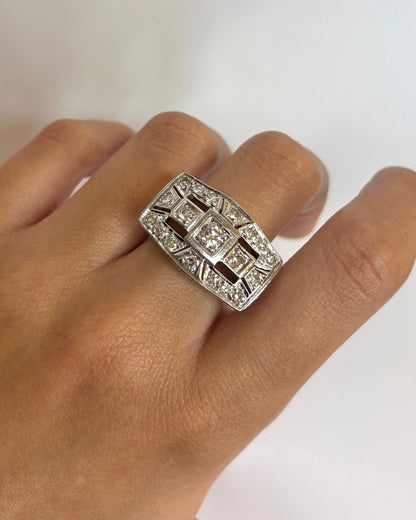 Bague Tank Diamants 1.32 carat &quot;Nadia&quot; - Elliade Paris