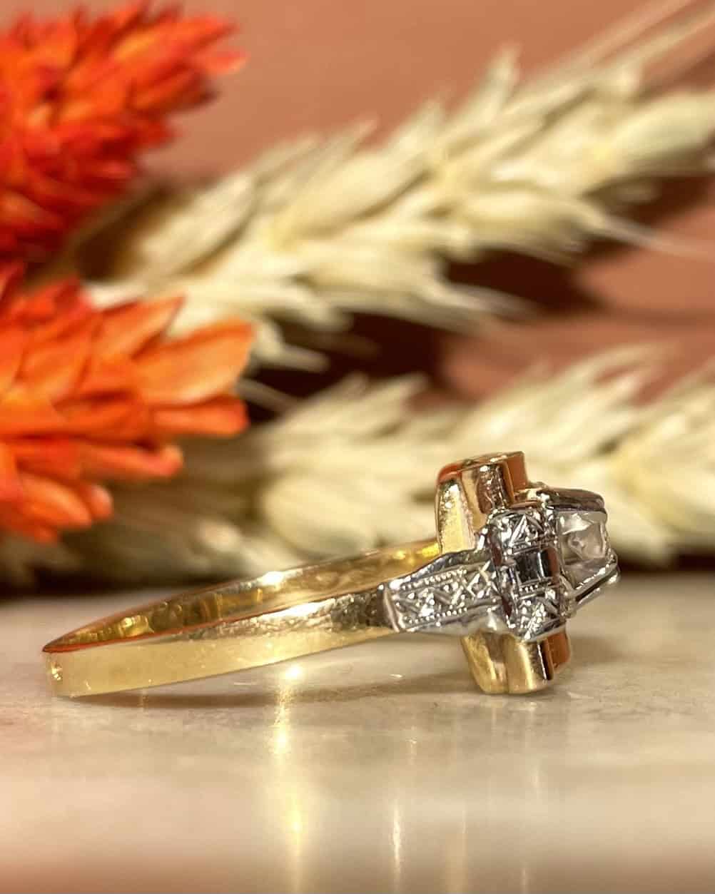 Bague Tank Art-déco Diamant &quot;Gladys&quot;