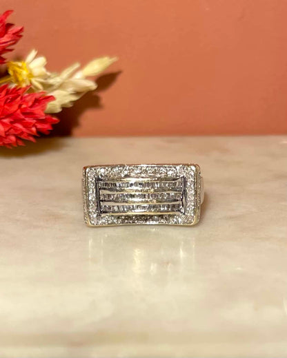 Bague Vintage Tank 124 Diamants &quot;Alyssa&quot;