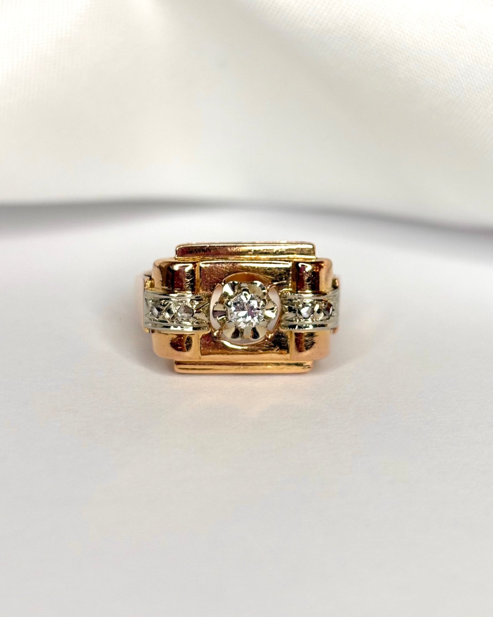 Bague Tank Diamants &amp; Or 5.05g "Inès" - Elliade Paris