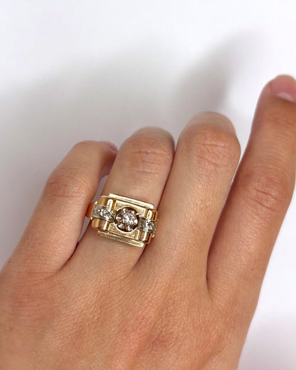 Bague Tank Diamants &amp; Or 5.05g "Inès" - Elliade Paris