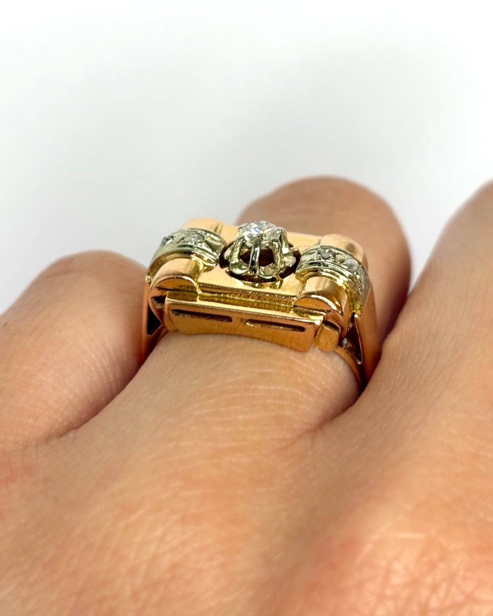 Bague Tank Diamants &amp; Or 5.05g "Inès" - Elliade Paris