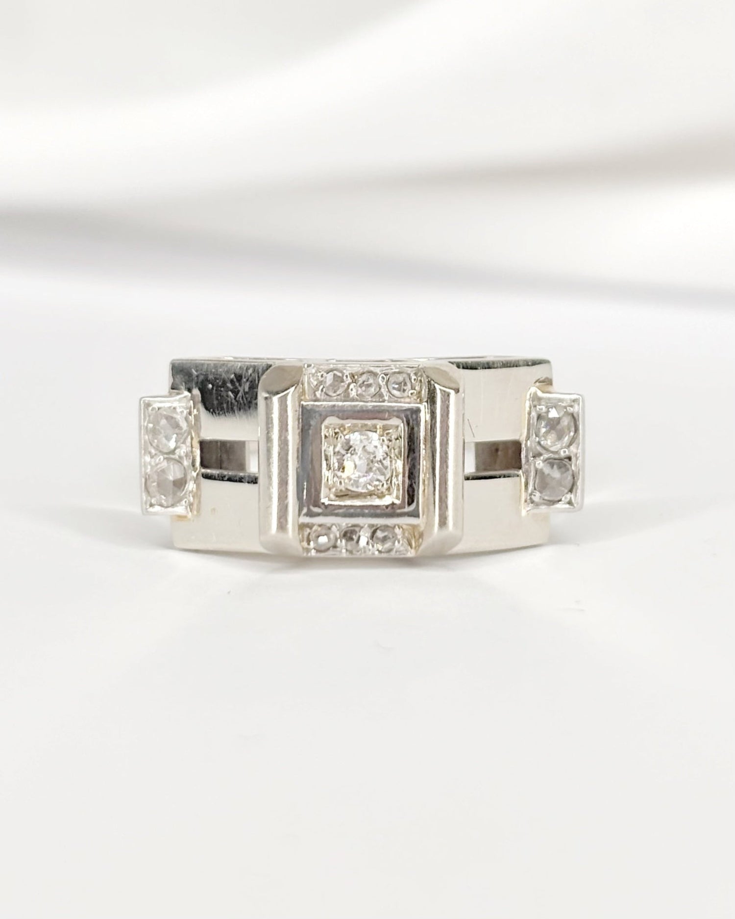 Bague Tank Diamants &amp; Or 5.29g "Laurine" - Elliade Paris