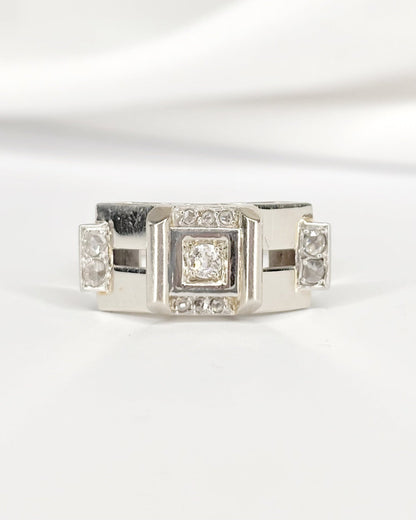 Bague Tank Diamants &amp; Or 5.29g "Laurine" - Elliade Paris