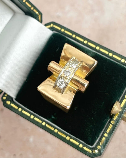 Bague Tank Diamants &amp; or 5,85g "Noella" - Elliade Paris