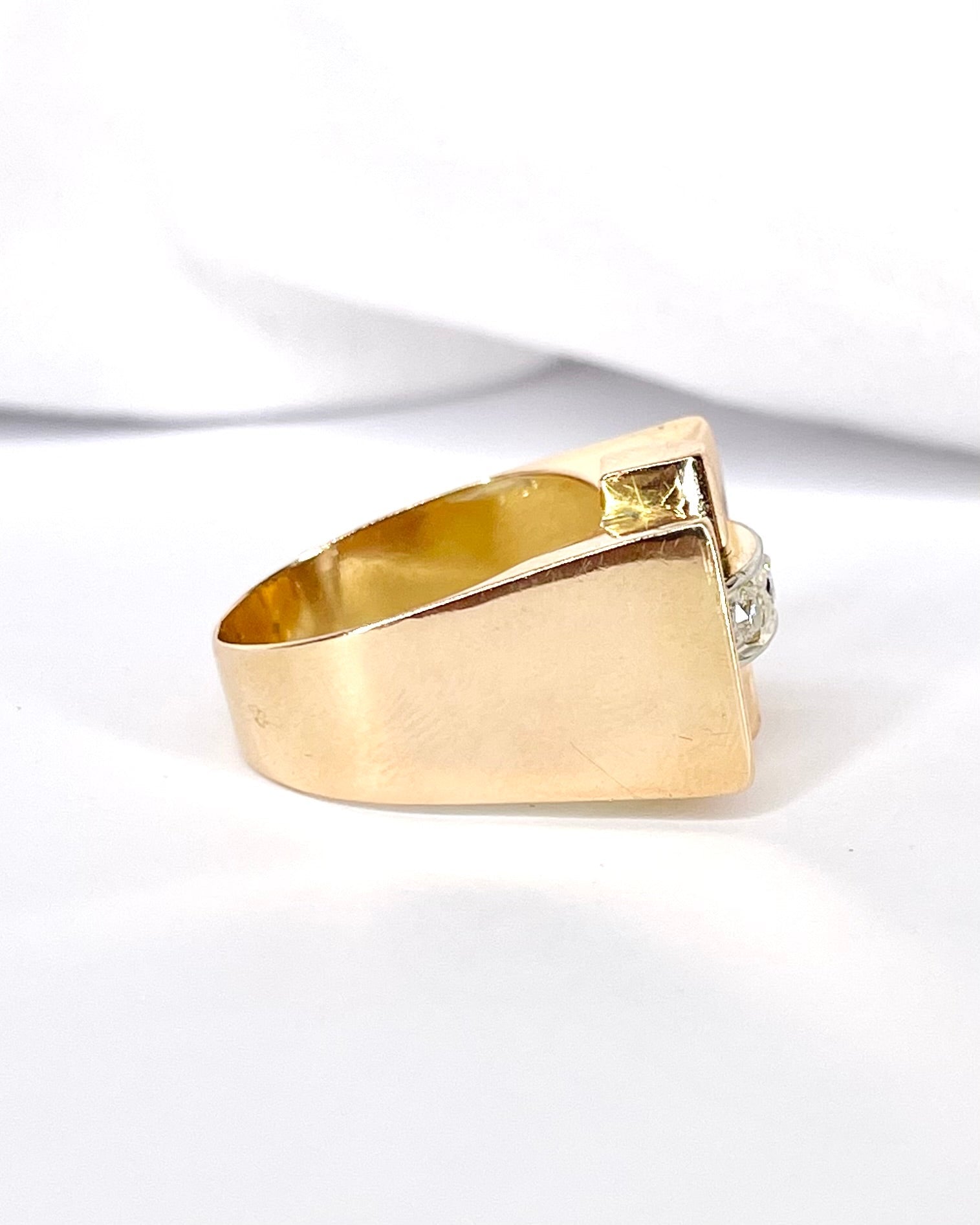 Bague Tank Diamants &amp; or 5,85g "Noella" - Elliade Paris