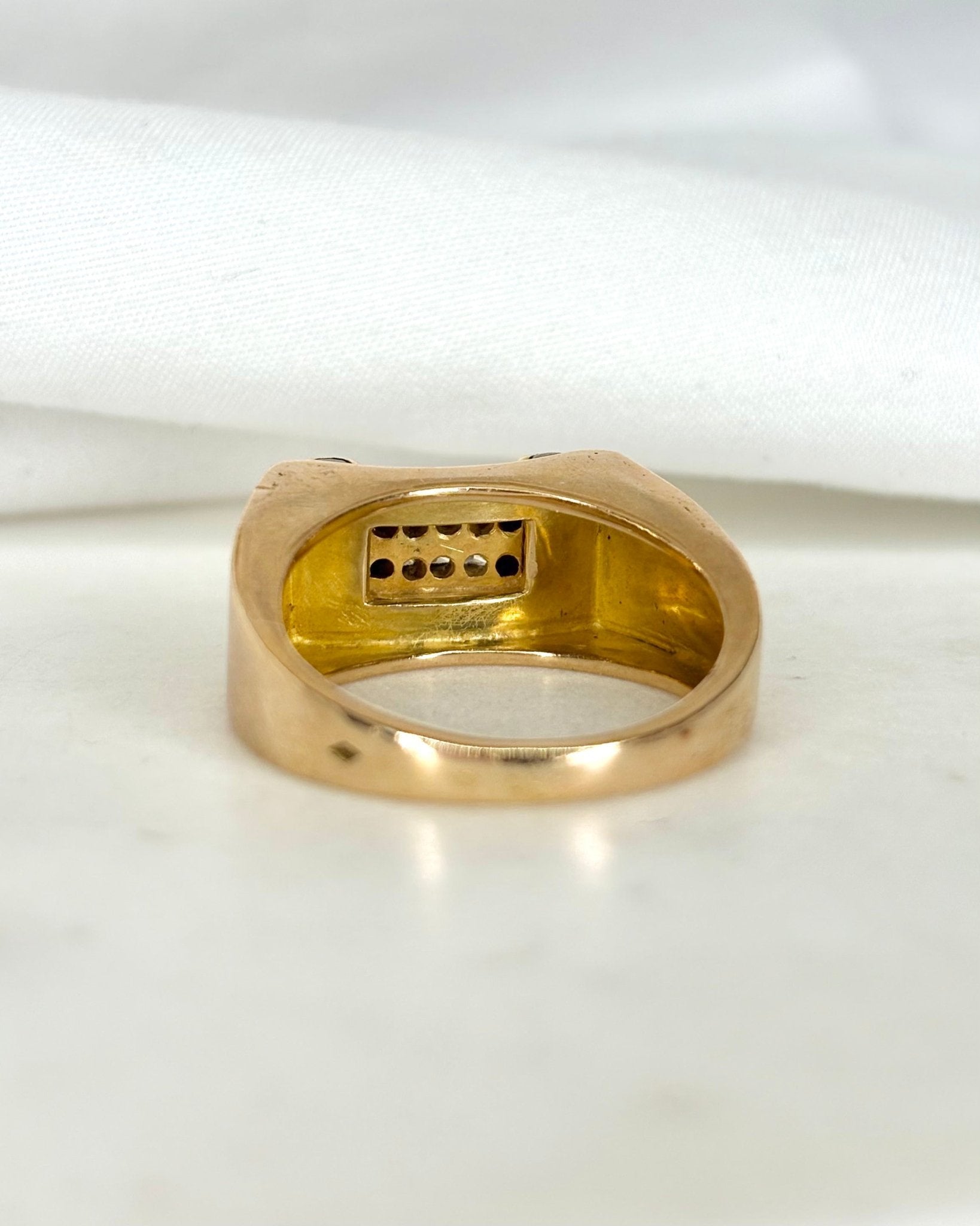 Bague Tank Diamants, Rubis &amp; Or 12.33 g "Élise" - Elliade Paris