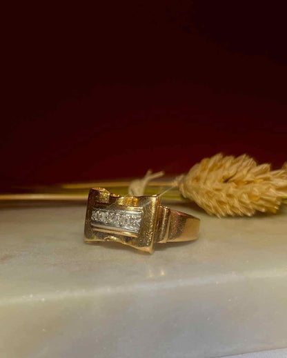 Bague Tank Diamants vintage &quot;Alicia&quot; - Elliade Paris