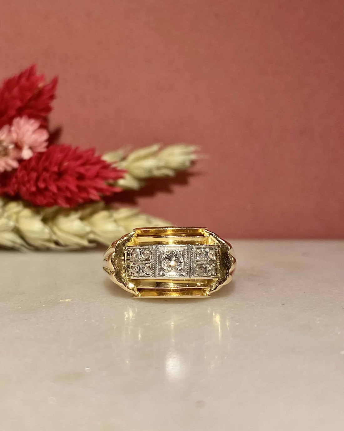 Vintage Tank Diamond Ring in Gold 5.51g &quot;Skylar&quot;