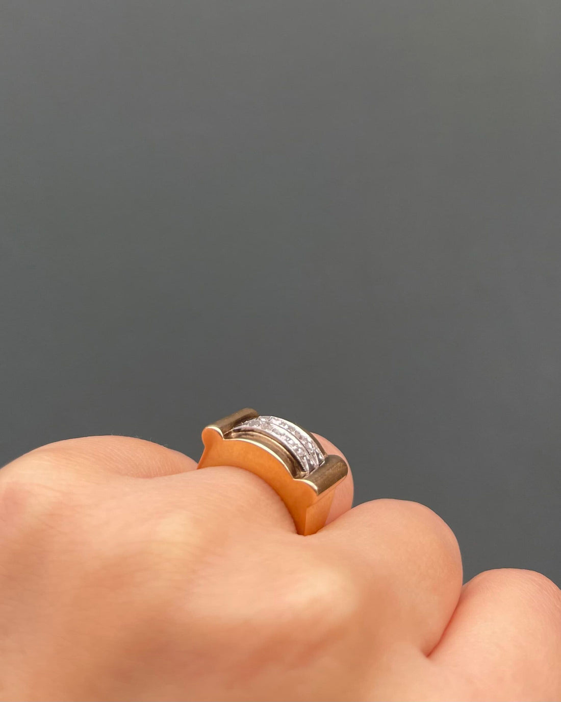 Vintage 10 Diamond Tank Ring &quot;Ninon&quot;