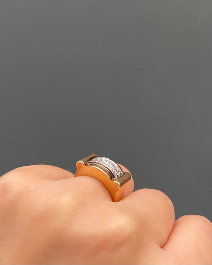 Vintage 10 Diamond Tank Ring &quot;Ninon&quot;