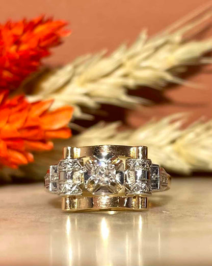 Bague Tank Art-déco Diamant &quot;Gladys&quot;