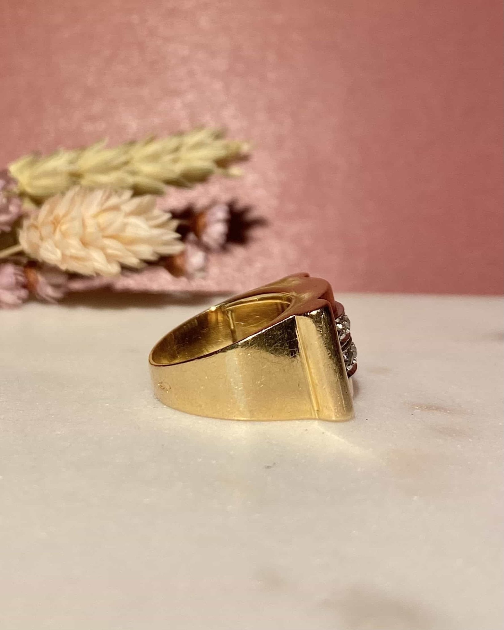 Bague Tank Vintage 10 Diamants &quot;Ninon&quot; - Elliade Paris