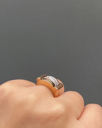 Bague Tank Vintage 10 Diamants &quot;Ninon&quot; - Elliade Paris