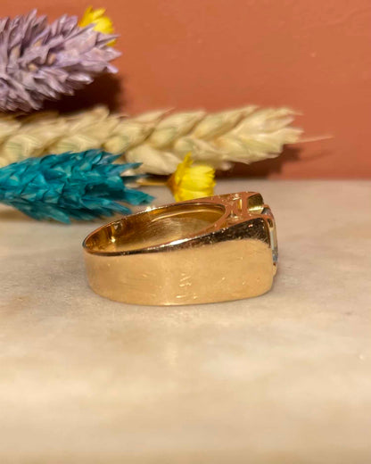 Bague Tank Vintage Aigue Marine 0.95 carat &quot;Nausica&quot; - Elliade Paris