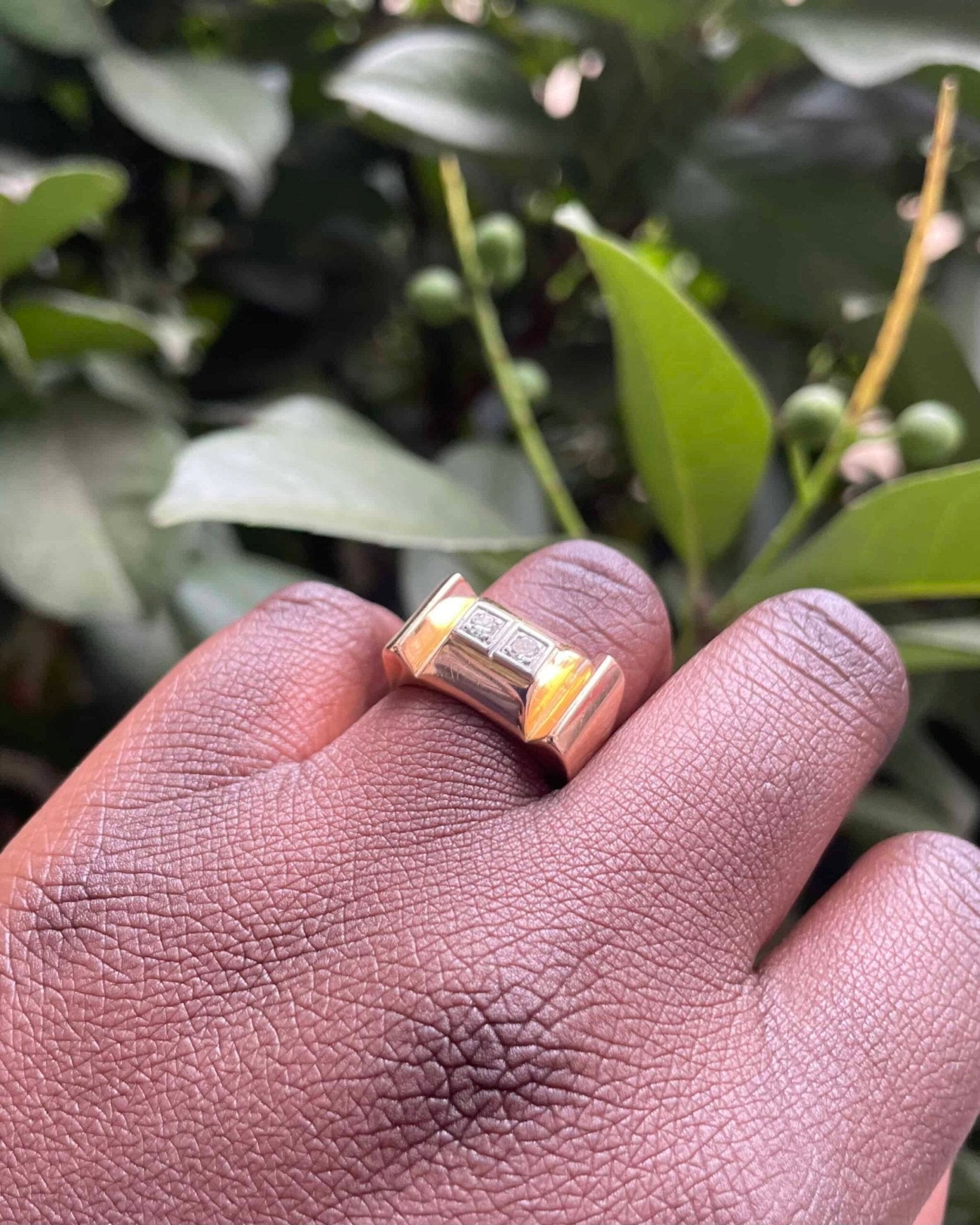 Bague Tank Vintage Diamants "Anderson" - Elliade Paris