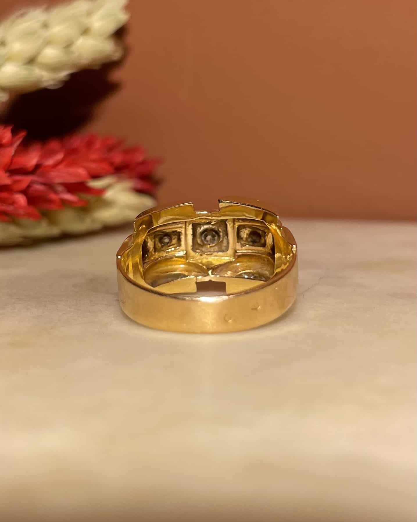 Bague Tank Vintage Diamants &quot;Gabriella&quot; - Elliade Paris