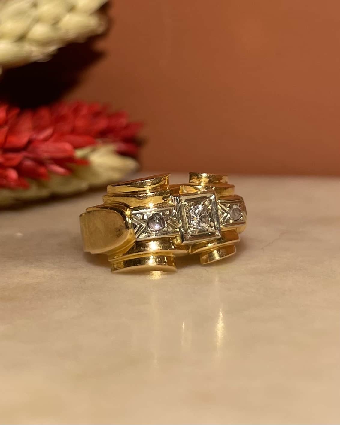 Bague Tank Vintage Diamants "Gabriella" - Elliade Paris