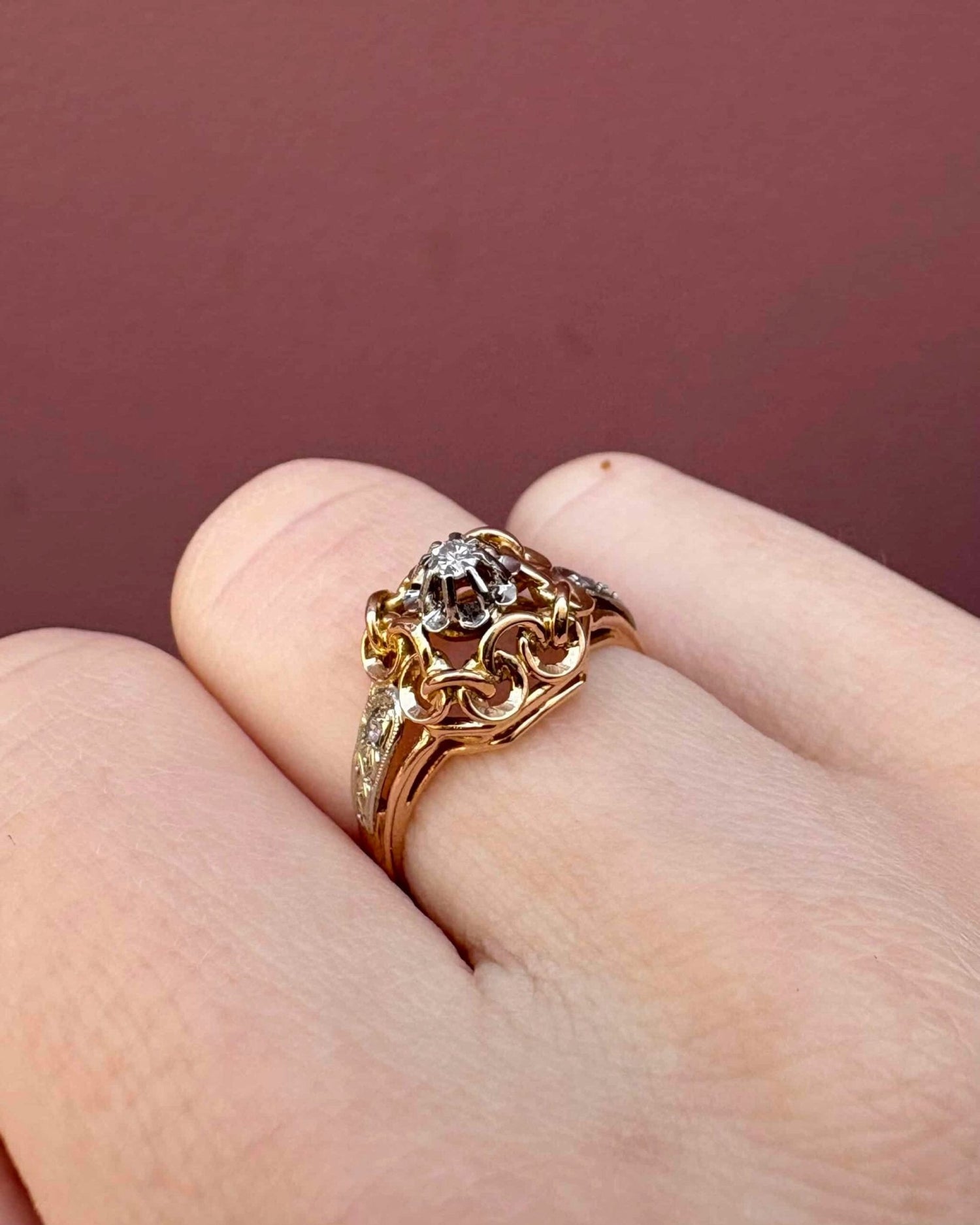 Bague Tank Vintage Diamants &quot;Niam&quot; - Elliade Paris