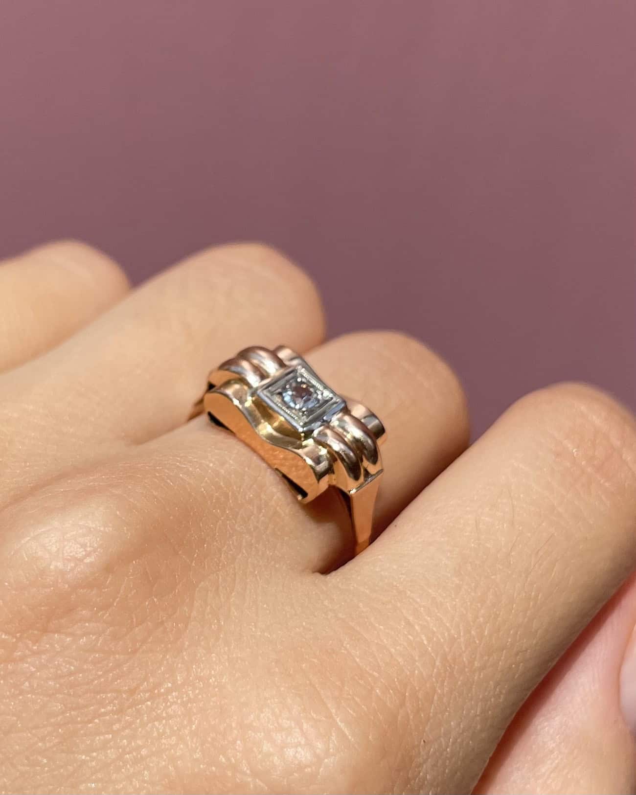 Bague Tank Vintage Topaze bleue &quot;Sonia&quot; - Elliade Paris