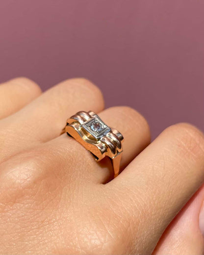 Bague Tank Vintage Topaze bleue &quot;Sonia&quot; - Elliade Paris