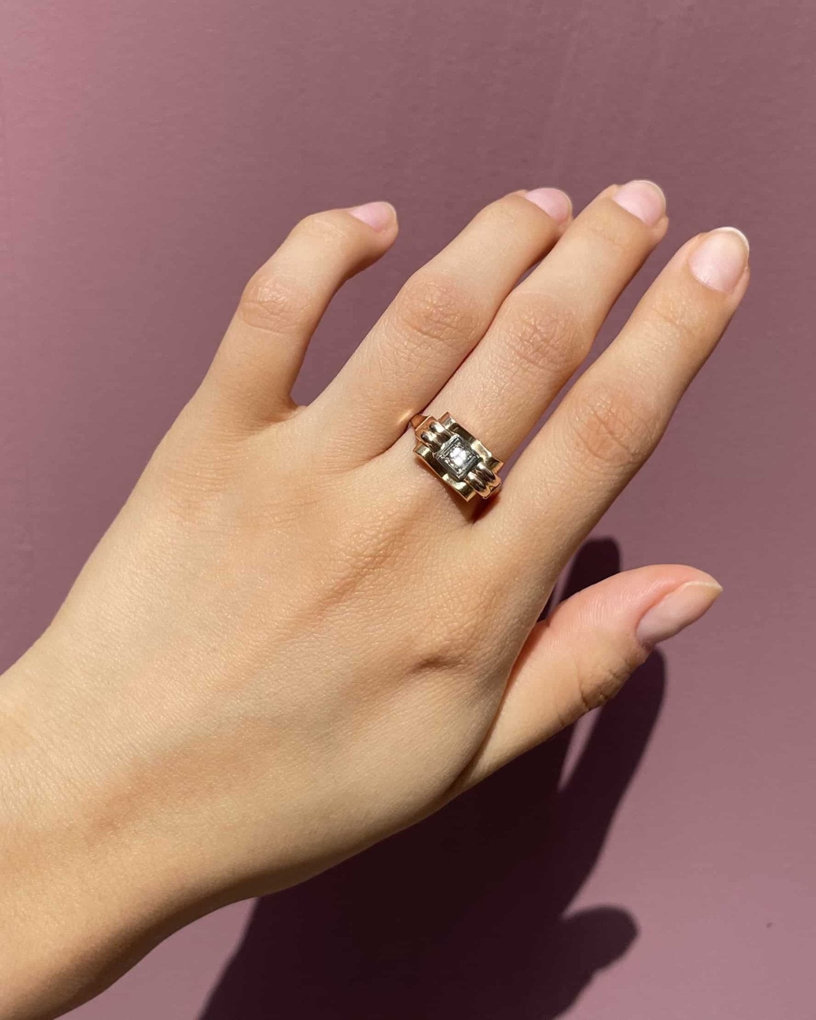 Bague Tank Vintage Topaze bleue &quot;Sonia&quot; - Elliade Paris