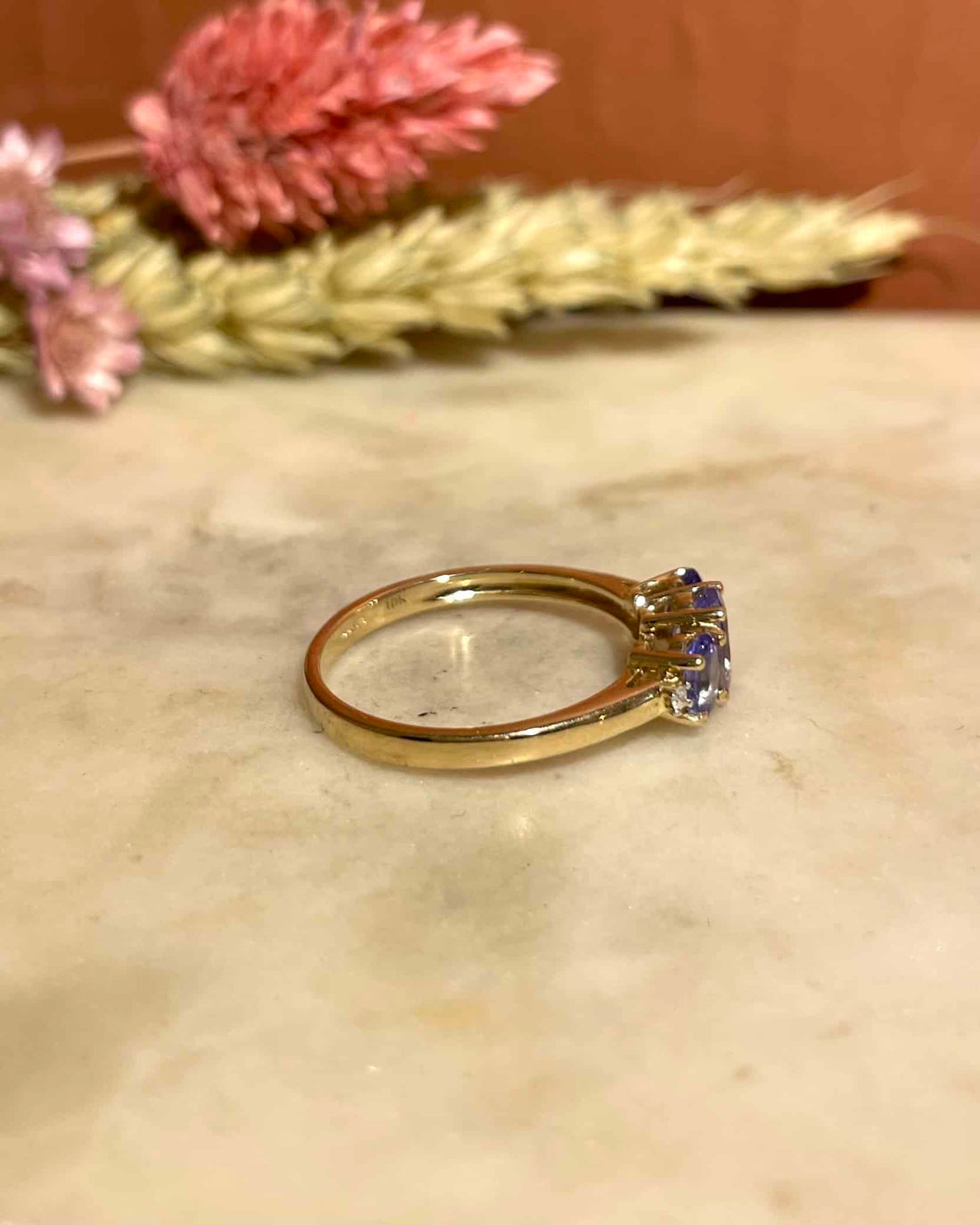 &quot;Shaan&quot; 1.20 carat Tanzanite and Diamond Trilogy Ring