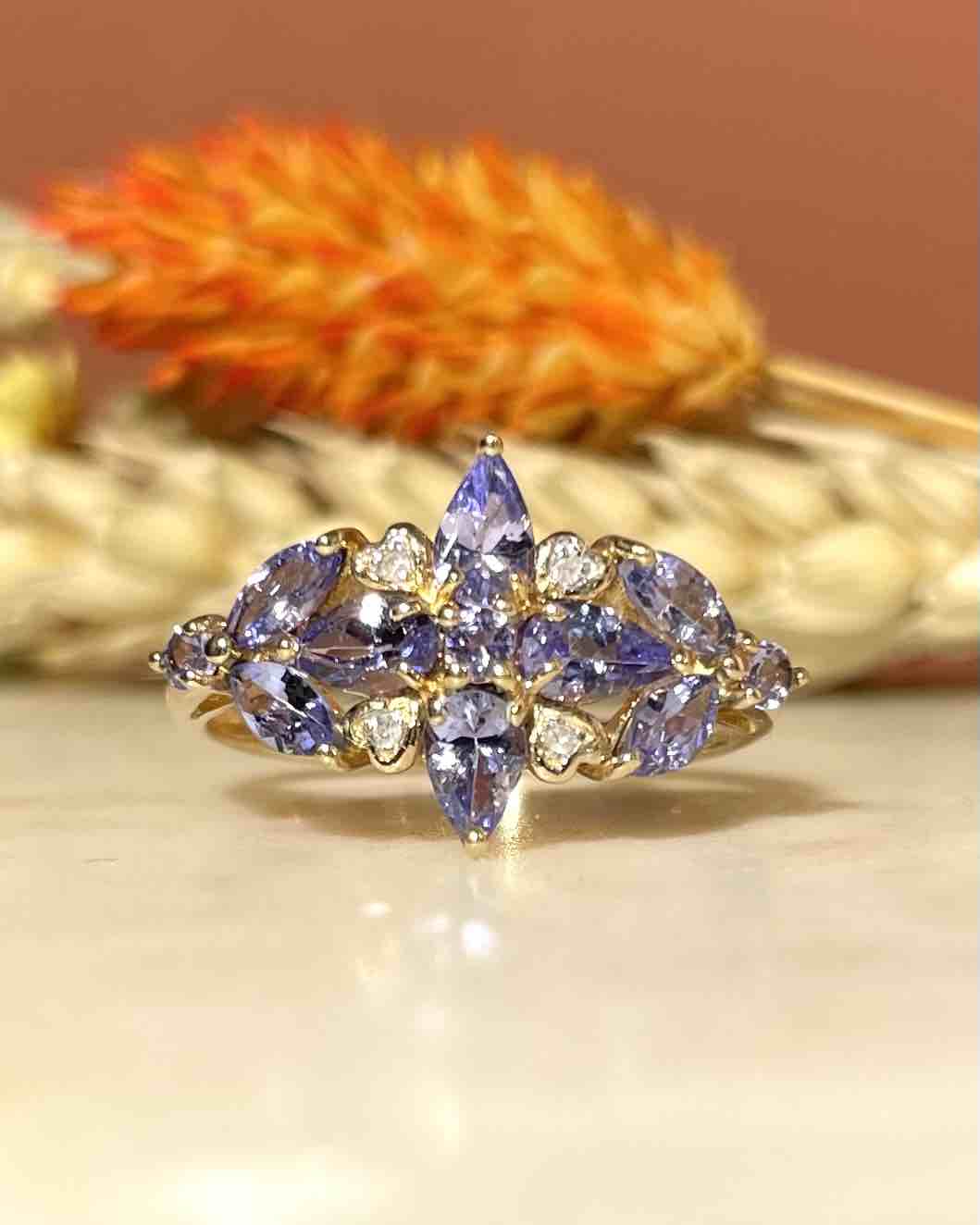 Bague Tanzanites &amp; Diamants "Cléophée" - Elliade Paris