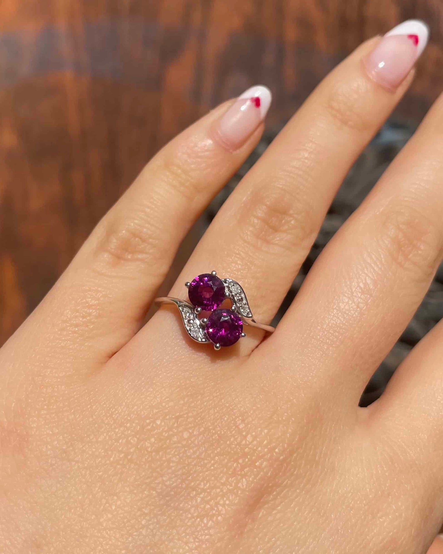 Bague Toi &amp; Moi Grenats 1.70 carat &amp; Diamants &quot;Sabrina&quot;