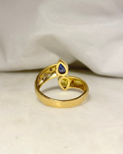 Bague Toi et moi Saphirs 1.10 carat &amp; Diamants &quot;Mewen&quot; - Elliade Paris