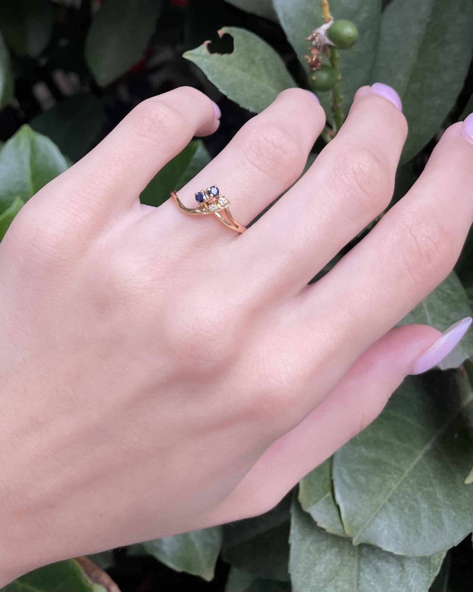 Bague Toi et Moi Saphirs &amp; Diamant "Linea" - Elliade Paris