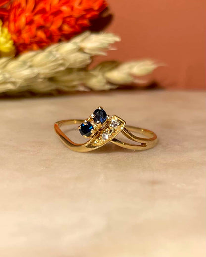 Bague Toi et Moi Saphirs &amp; Diamant &quot;Linea&quot; - Elliade Paris