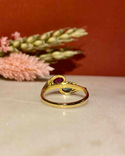 Bague Toi &amp; Moi Rubis et Émeraude &quot;Charlie&quot;