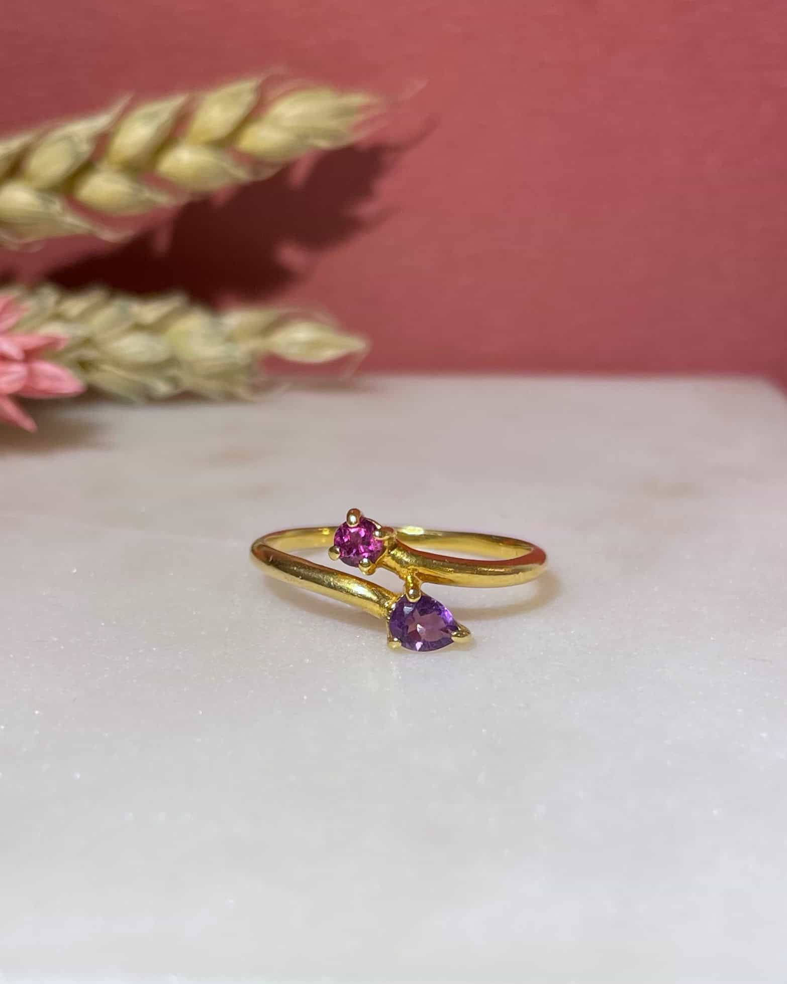 Bague Toi &amp; Moi Améthystes "Becky" - Elliade Paris