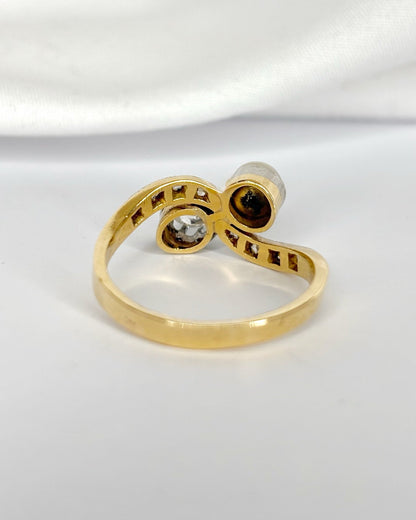 Bague Toi &amp; Moi Art - nouveau Perle &amp; Diamants "Pauline" - Elliade Paris