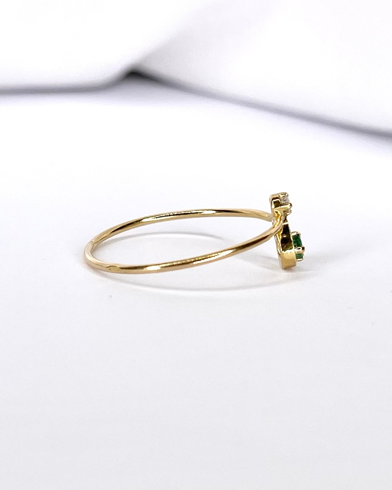 Bague Toi &amp; Moi Émeraude &amp; Diamant "Lou" - Elliade Paris